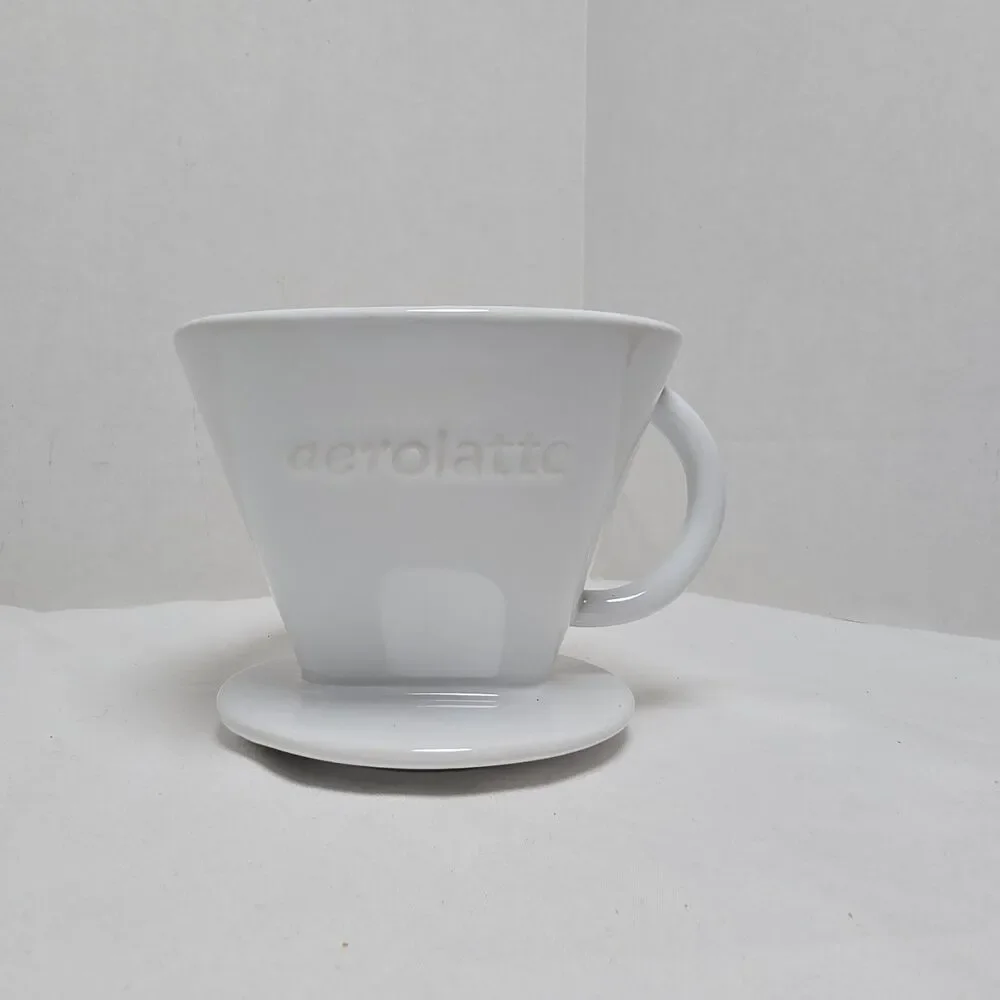 Aerolatte Ceramic Pour Over Coffee Dripper 3 Hole Flat Bottom Coffee Maker White
